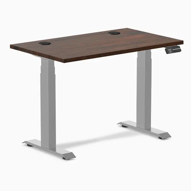 Alt view image 8 of 14 - Desky Dual Mini Rubberwood Sit Stand Desk - Dark Walnut / 40 x 24 inches with Grommets / Grey