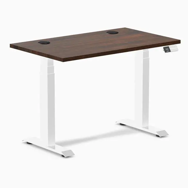 Alt view image 8 of 14 - Desky Dual Mini Rubberwood Sit Stand Desk - Dark Walnut / 40 x 24 inches with Grommets / White