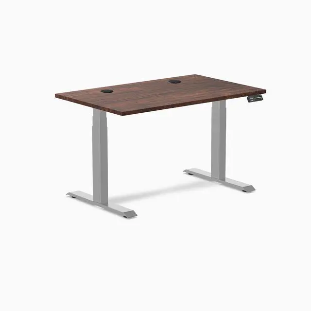Alt view image 8 of 14 - Desky Dual Softwood Sit Stand Desk - American Rustic Pine / 48 x 30 inches with Grommets / Grey