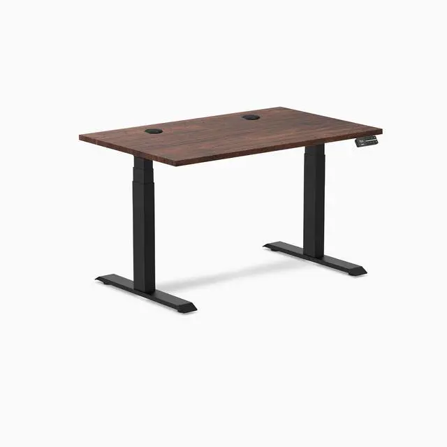 Alt view image 8 of 14 - Desky Dual Softwood Sit Stand Desk - American Rustic Pine / 48 x 30 inches with Grommets / Matte Black
