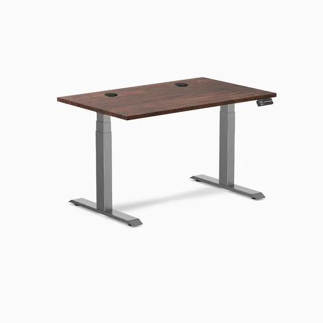 Alt view image 8 of 14 - Desky Dual Softwood Sit Stand Desk - American Rustic Pine / 48 x 30 inches with Grommets / Space Grey