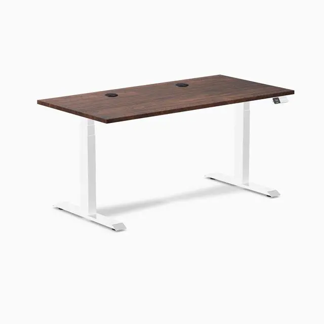 Alt view image 8 of 14 - Desky Dual Softwood Sit Stand Desk - American Rustic Pine / 60 x 30 inches with Grommets / White