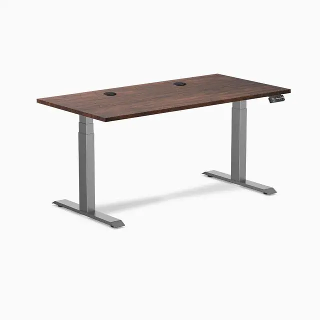 Alt view image 8 of 14 - Desky Dual Softwood Sit Stand Desk - American Rustic Pine / 60 x 30 inches with Grommets / Space Grey