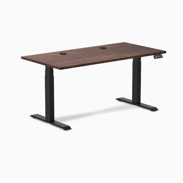 Alt view image 8 of 14 - Desky Dual Softwood Sit Stand Desk - American Rustic Pine / 60 x 30 inches with Grommets / Matte Black