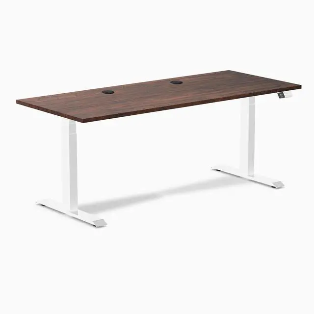 Alt view image 8 of 14 - Desky Dual Softwood Sit Stand Desk - American Rustic Pine / 72 x 30 inches with Grommets / White
