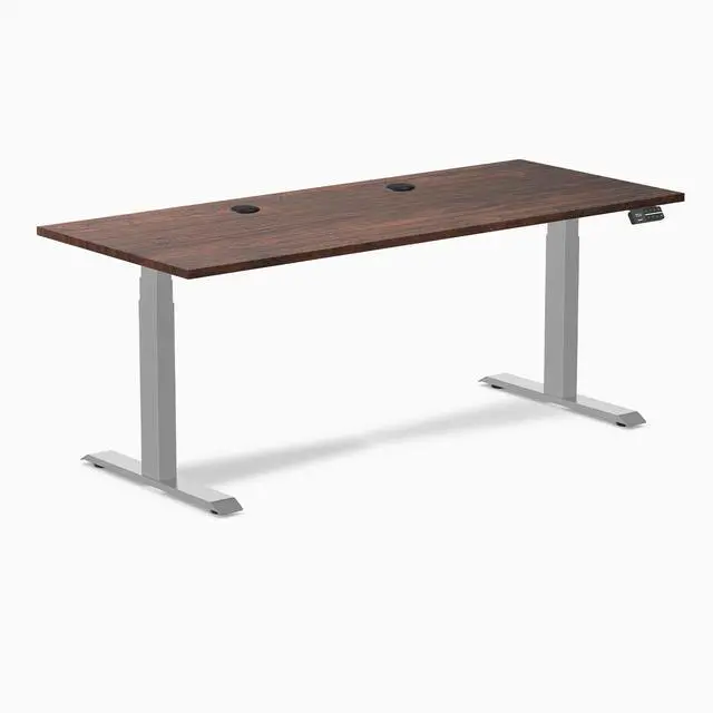 Alt view image 8 of 14 - Desky Dual Softwood Sit Stand Desk - American Rustic Pine / 72 x 30 inches with Grommets / Grey