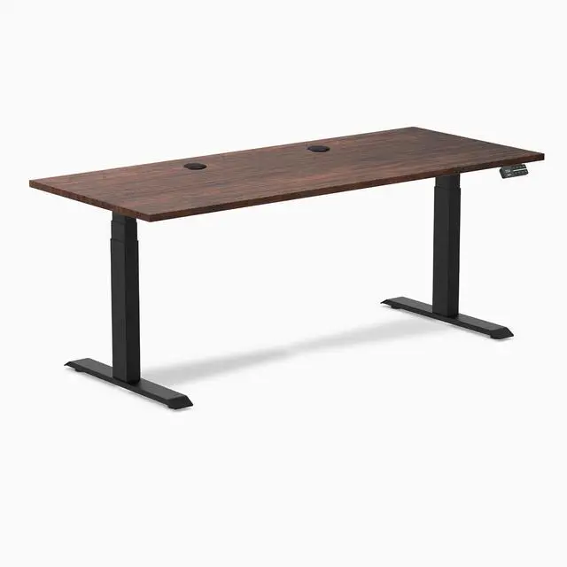 Alt view image 8 of 14 - Desky Dual Softwood Sit Stand Desk - American Rustic Pine / 72 x 30 inches with Grommets / Matte Black