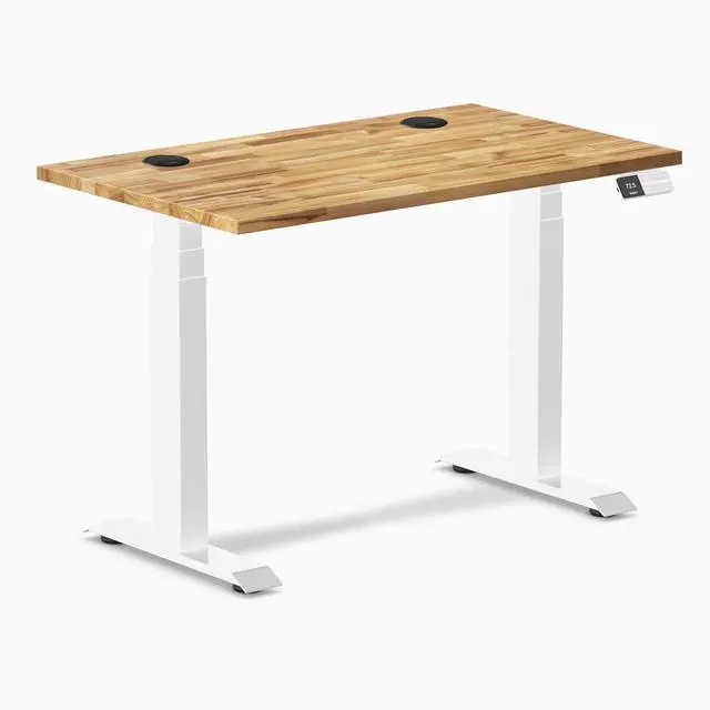Alt view image 8 of 14 - Desky Dual Mini Softwood Sit Stand Desk - Acacia / 40 x 24 inches with Grommets / White