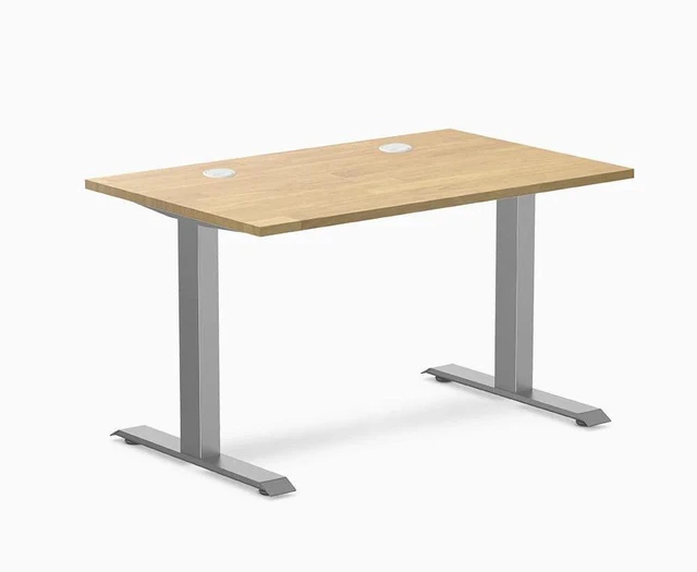 Main image of Desky Zero Rubberwood Office Desk - Light Oak / 48 x 30 in / Space Gray