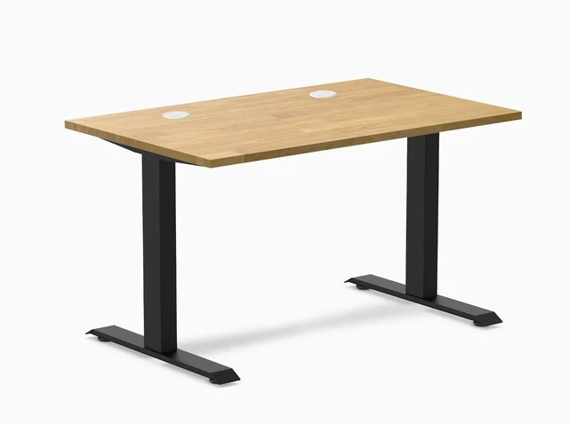 Main image of Desky Zero Rubberwood Office Desk - Light Oak / 48 x 30 in / Matte Black