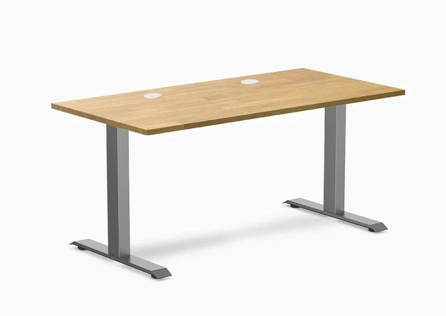 Main image of Desky Zero Rubberwood Office Desk - Light Oak / 48 x 30 in / Space Gray