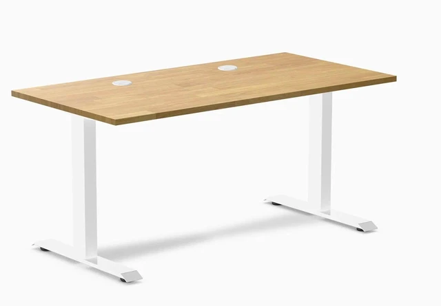 Main image of Desky Zero Rubberwood Office Desk - Light Oak / 48 x 30 in / White