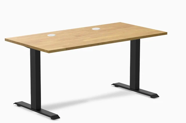 Main image of Desky Zero Rubberwood Office Desk - Light Oak / 48 x 30 in / Matte Black