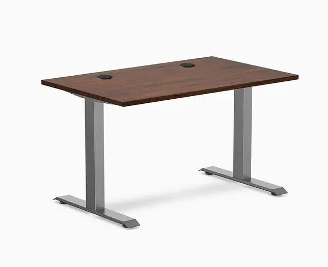 Main image of Desky Zero Rubberwood Office Desk - Red Walnut / 48 x 30 in / Space Gray