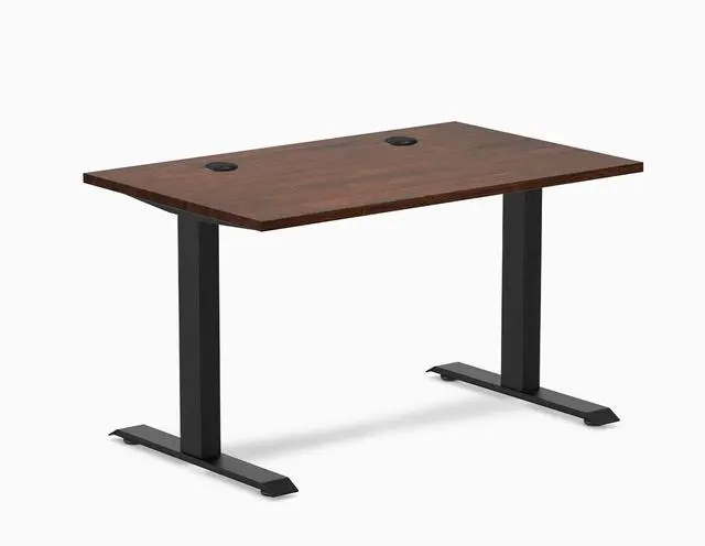 Main image of Desky Zero Rubberwood Office Desk - Red Walnut / 48 x 30 in / Matte Black