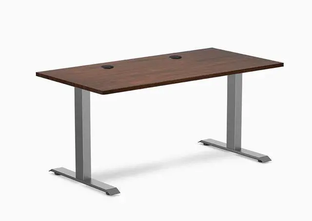 Main image of Desky Zero Rubberwood Office Desk - Red Walnut / 48 x 30 in / Space Gray
