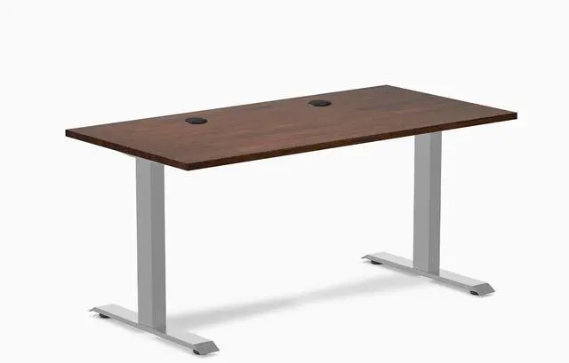 Main image of Desky Zero Rubberwood Office Desk - Red Walnut / 48 x 30 in / Grey