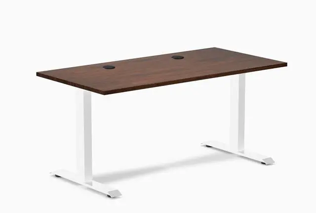 Main image of Desky Zero Rubberwood Office Desk - Red Walnut / 48 x 30 in / White