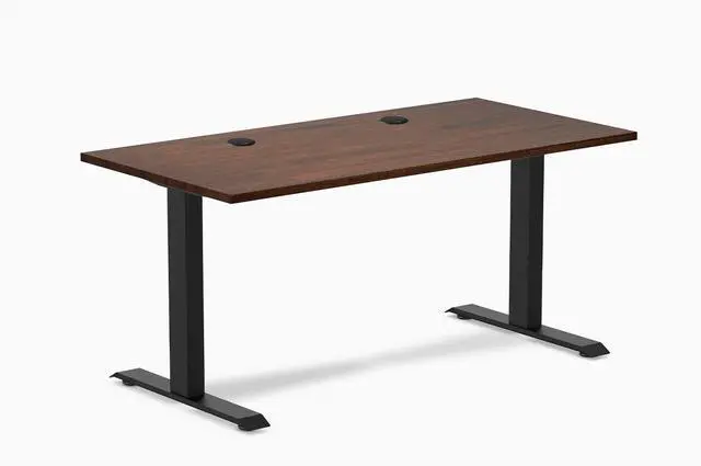 Main image of Desky Zero Rubberwood Office Desk - Red Walnut / 48 x 30 in / Matte Black