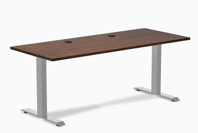 Main image of Desky Zero Rubberwood Office Desk - Red Walnut / 48 x 30 in / Grey