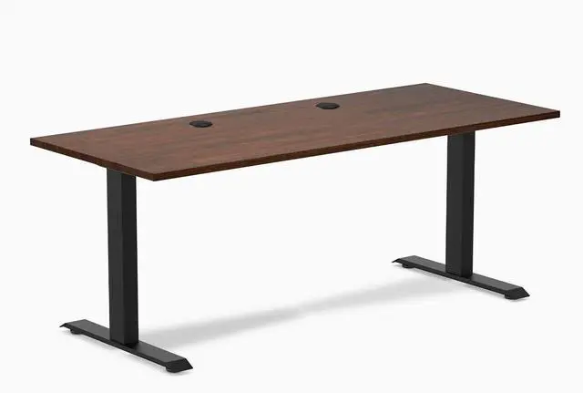 Main image of Desky Zero Rubberwood Office Desk - Red Walnut / 48 x 30 in / Matte Black