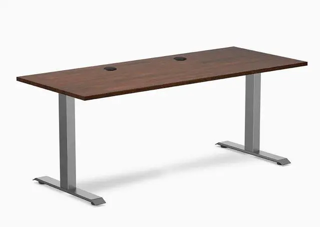 Main image of Desky Zero Rubberwood Office Desk - Red Walnut / 48 x 30 in / Space Gray