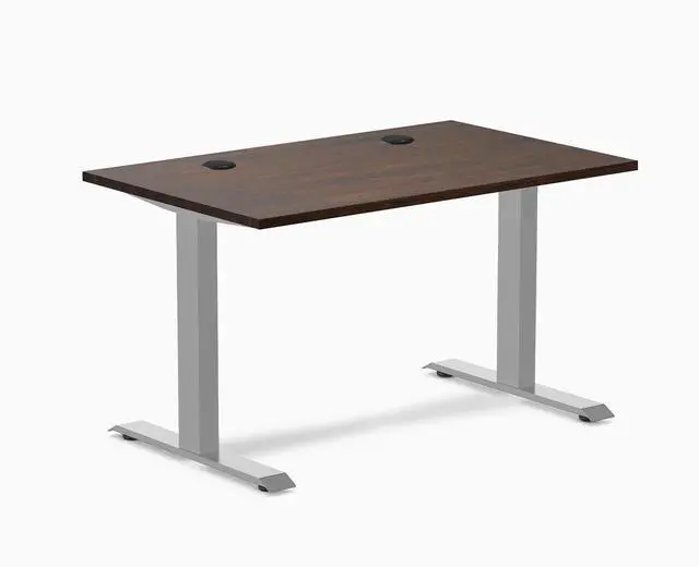 Main image of Desky Zero Rubberwood Office Desk - Dark Walnut / 48 x 30 in / Gray