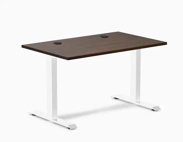 Main image of Desky Zero Rubberwood Office Desk - Dark Walnut / 48 x 30 in / White