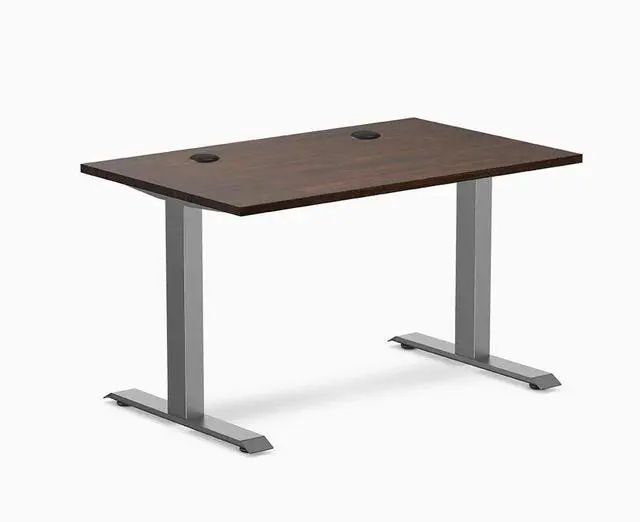Main image of Desky Zero Rubberwood Office Desk - Dark Walnut / 48 x 30 in / Space Gray