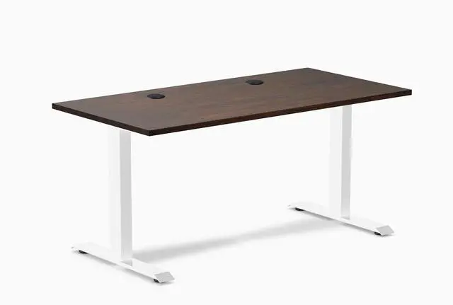 Main image of Desky Zero Rubberwood Office Desk - Dark Walnut / 48 x 30 in / White