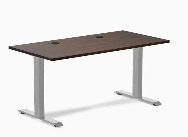 Main image of Desky Zero Rubberwood Office Desk - Dark Walnut / 48 x 30 in / Gray
