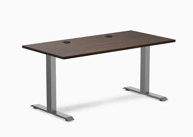 Main image of Desky Zero Rubberwood Office Desk - Dark Walnut / 48 x 30 in / Space Gray