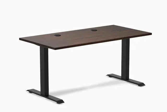 Main image of Desky Zero Rubberwood Office Desk - Dark Walnut / 48 x 30 in / Matte Black