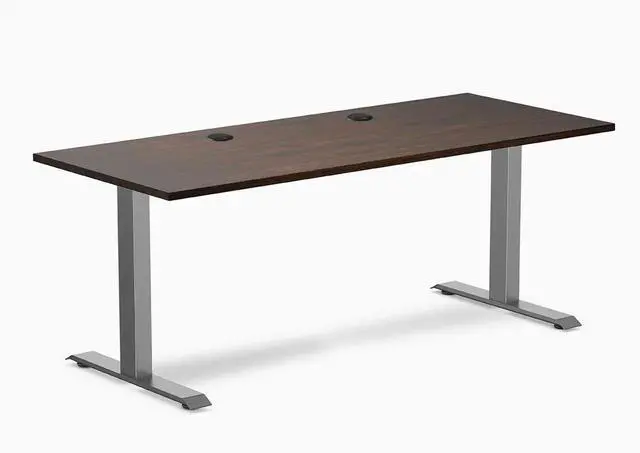 Main image of Desky Zero Rubberwood Office Desk - Dark Walnut / 48 x 30 in / Space Gray