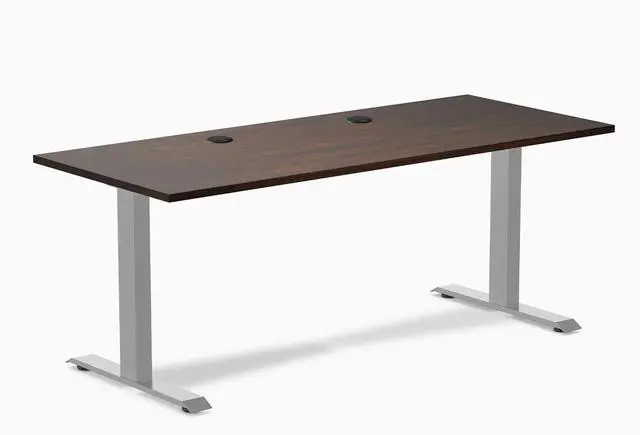 Main image of Desky Zero Rubberwood Office Desk - Dark Walnut / 48 x 30 in / Gray