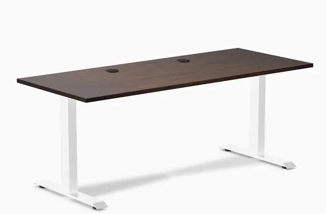 Main image of Desky Zero Rubberwood Office Desk - Dark Walnut / 48 x 30 in / White