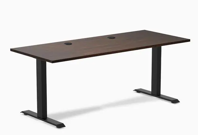 Main image of Desky Zero Rubberwood Office Desk - Dark Walnut / 48 x 30 in / Matte Black