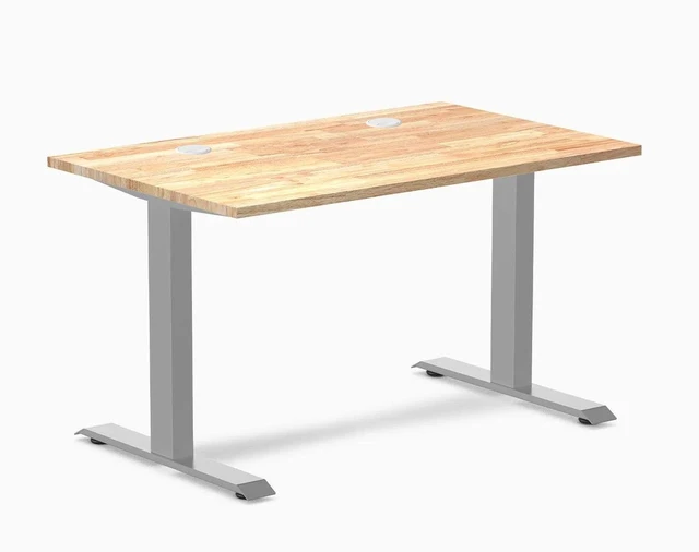 Main image of Desky Zero Rubberwood Office Desk - Natural Timber / 48 x 30 in / Grey