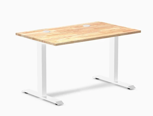 Main image of Desky Zero Rubberwood Office Desk - Natural Timber / 48 x 30 in / White