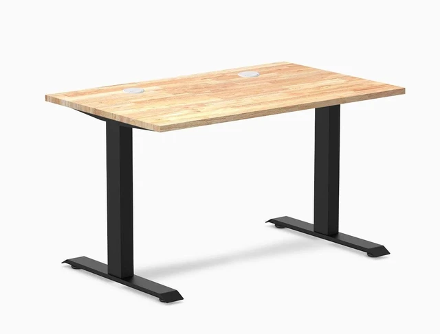 Main image of Desky Zero Rubberwood Office Desk - Natural Timber / 48 x 30 in / Matte Black