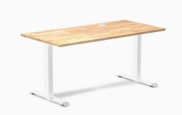 Main image of Desky Zero Rubberwood Office Desk - Natural Timber / 48 x 30 in / White