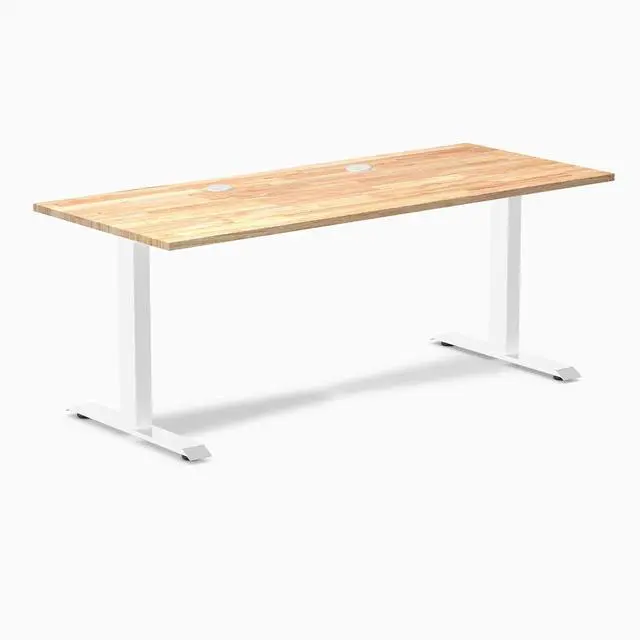 Main image of Desky Zero Rubberwood Office Desk - Natural Timber / 48 x 30 in / White