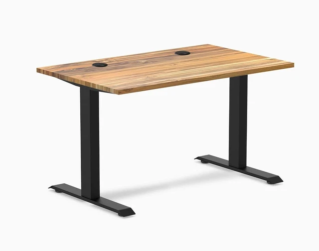 Main image of Desky Zero Hardwood Office Desk - Teak / 48 x 30 in / Matte Black