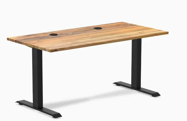 Main image of Desky Zero Hardwood Office Desk - Teak / 48 x 30 in / Matte Black