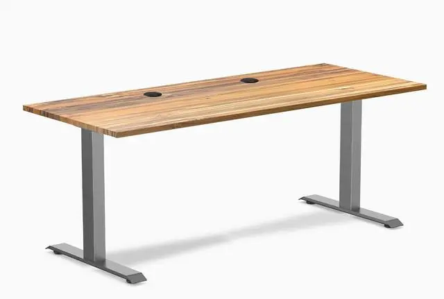 Main image of Desky Zero Hardwood Office Desk - Teak / 48 x 30 in / Space Gray