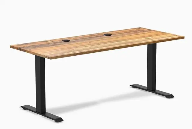 Main image of Desky Zero Hardwood Office Desk - Teak / 48 x 30 in / Matte Black