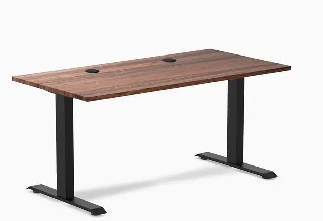 Main image of Desky Zero Hardwood Office Desk - Walnut / 48 x 30 in / Matte Black
