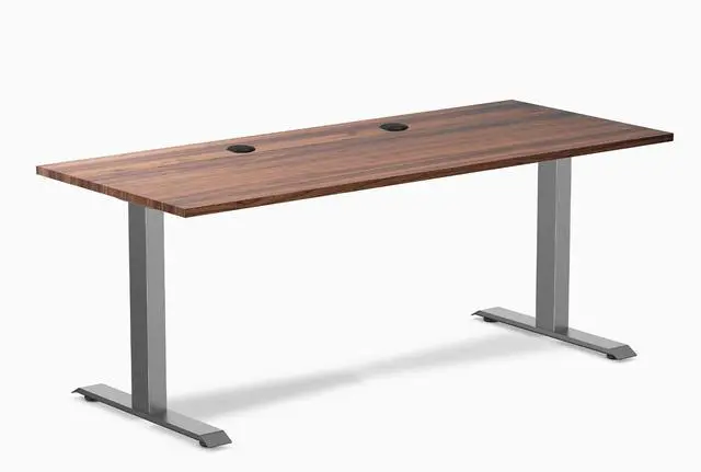 Main image of Desky Zero Hardwood Office Desk - Walnut / 48 x 30 in / Space Gray