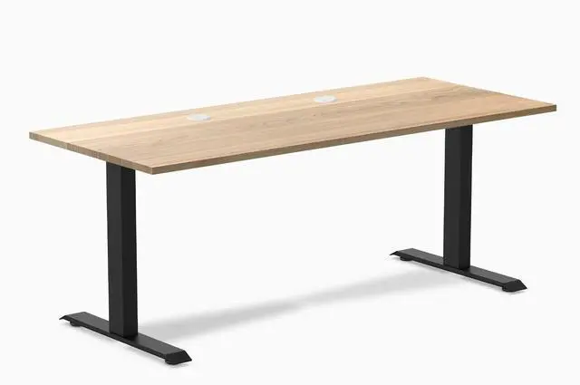 Main image of Desky Zero Hardwood Office Desk - White Ash / 48 x 30 in / Matte Black