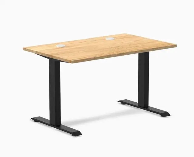 Main image of Desky Zero Hardwood Office Desk - White Oak / 48 x 30 in / Matte Black